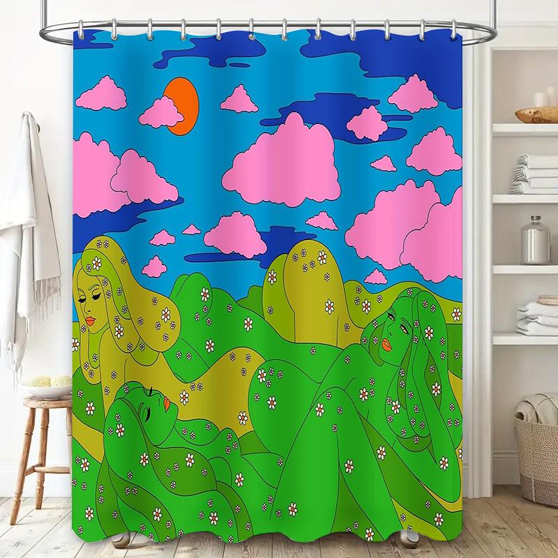 Floral Shower Curtain Botanical Nature Print Waterproof Fabric Bathroom Decor Vintage Farmhouse Style Home Textile Artistic Wall