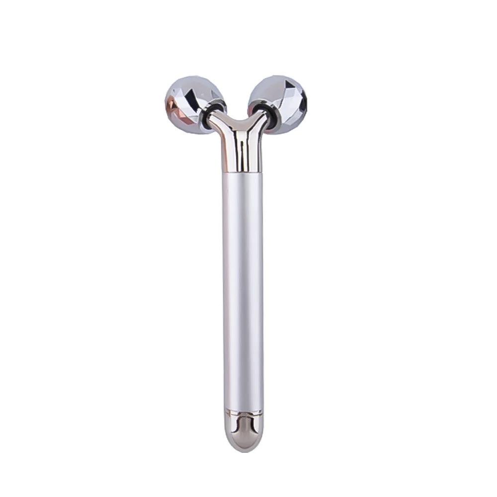 Zinc Alloy Y Shape Facial Massager Dual Roller Design Face Massage Instrument Jaw Contour Care
