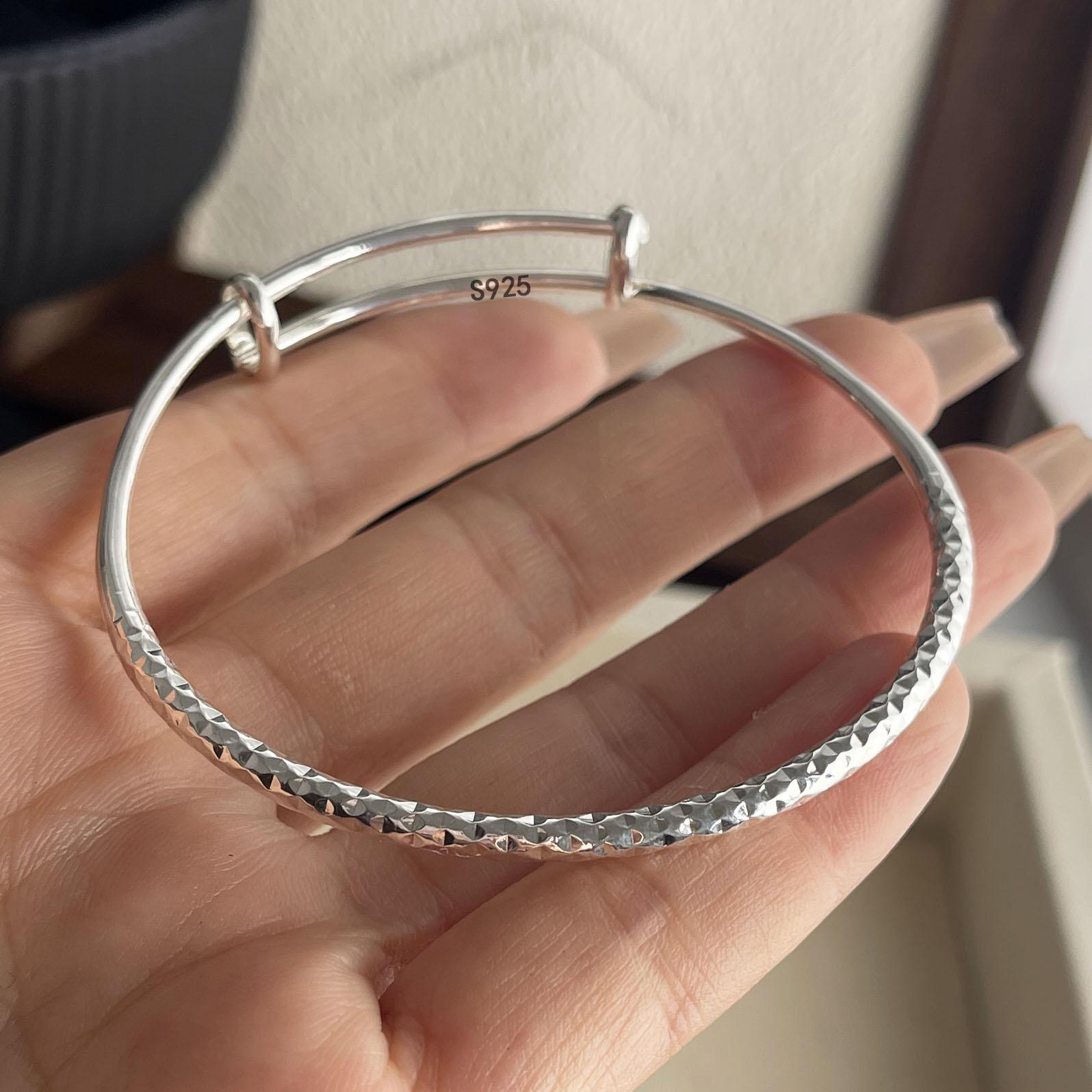 

100% Solid 925 Sterling Silver Retro Bracelet for Women Men Vintage Handmade Sparckling Adjustbale Patern Bracelet Birthday Gift