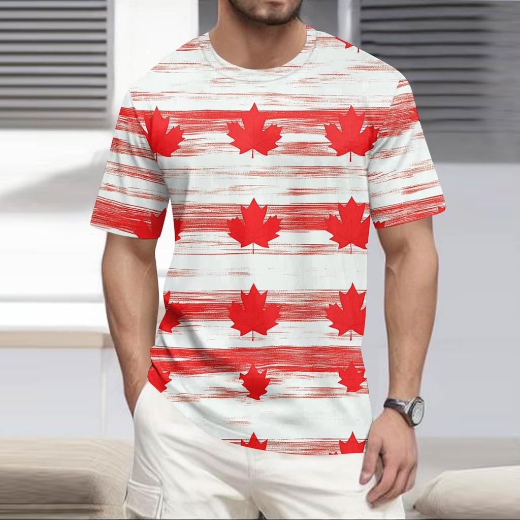 T-shirt Top Décontracté à Col Rond et Manches Courtes Imprimé Plage Hawaïen pour Homme