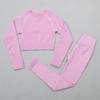 Women's Solid Color Seamless Ribbed Sports Bra and High Elastic Yoga Set