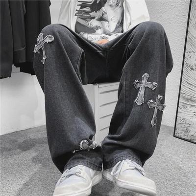 Cross Jeans Men's Trendy Harajuku Style Loose Fit Wide-Leg Pants for Autumn and Winter