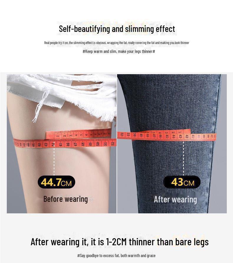 Dámské zimní skinny kalhoty s vysokým pasem a fleecovou podšívkou - Slim střih, elastický tužkový styl