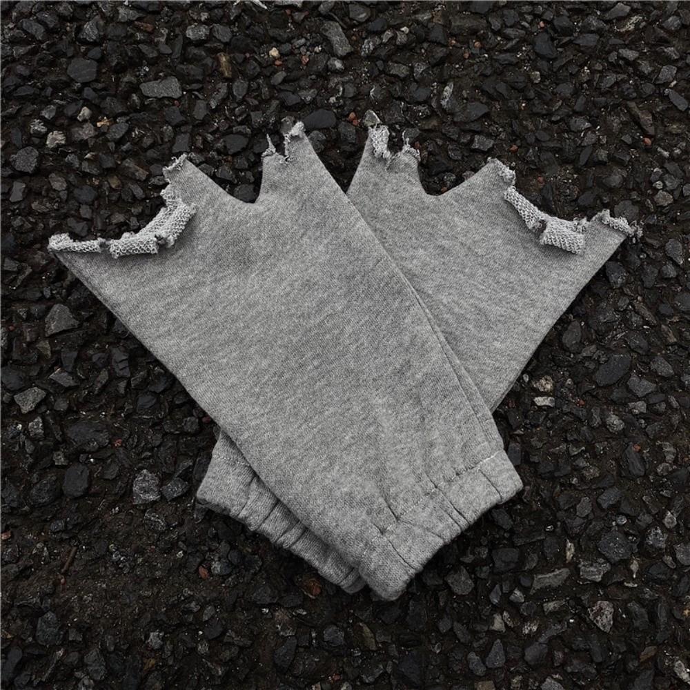 Trends Grunge Style Fingerless Gloves Hip-hop Ripped Mittens Irregular Tear-edge Gloves  Daily