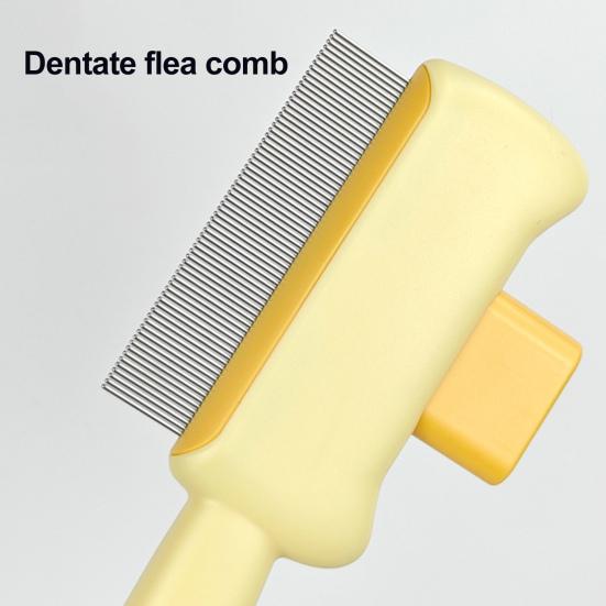 Self Cleaning Cat Brush Pet Grooming Comb with Stainless Steel Dense Teeth Detangling Comb Removes Loose Fur for Dogs Cats Flea