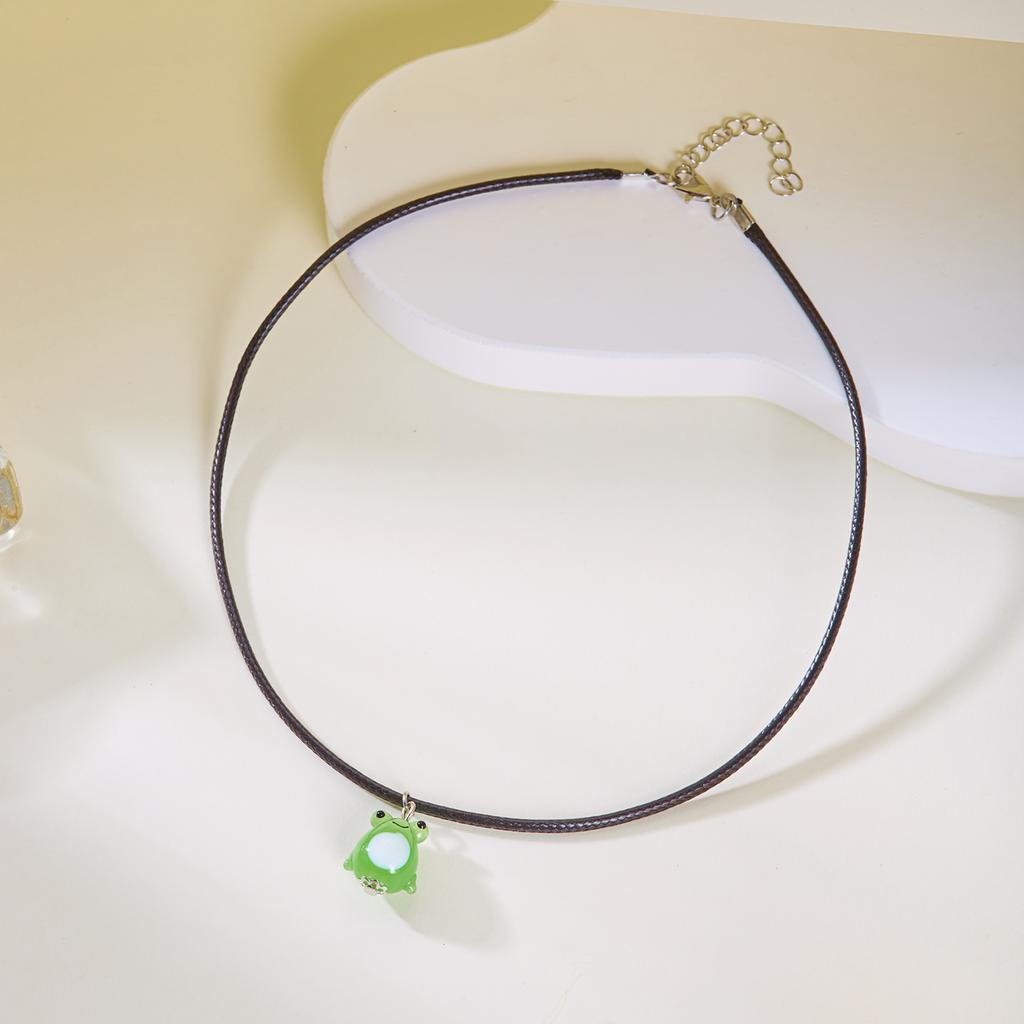 Cute Little Green Frog Colored Glazed Earrings Ear Hook For Women Dangle Earrings Pendant Necklace Party Holiday Jewelry Gifts