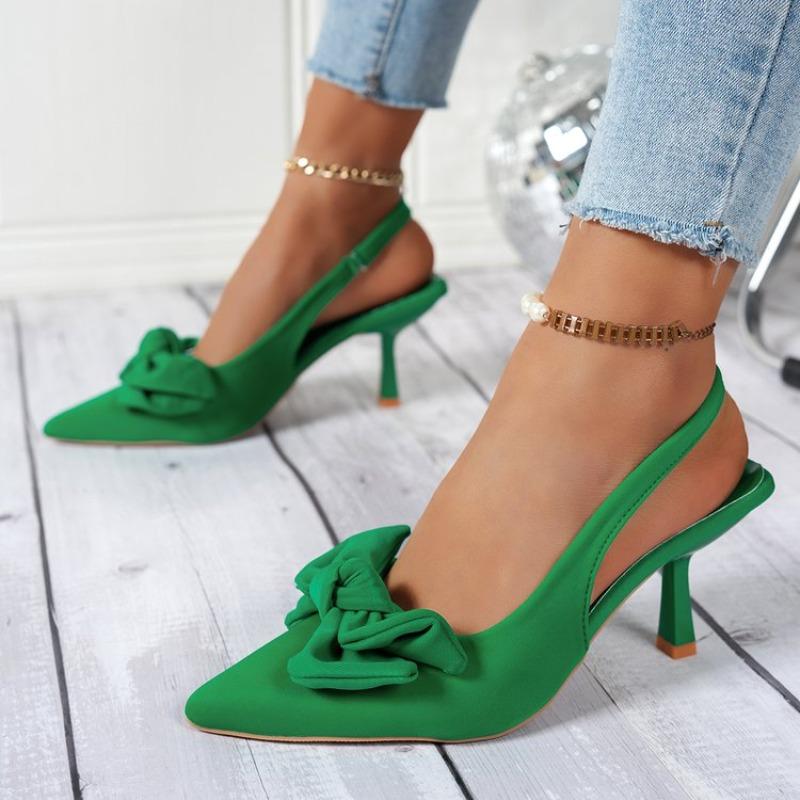 New Women Sandals  Brand High Heels Sandals Sexy Pointed Toe Slip On Bow Casual Shoes Office High Heels Women Shoes