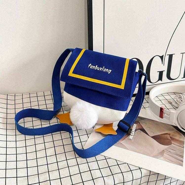 Cartoon Canvas Mini Bag Cute Duck Wallets Small Crossbody Bag Student Purse Kawaii Phone Shoulder Bag New