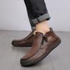 Large Size Men's Shoes Outdoor Casual Leather Shoes Medium Top Martin Boots Autumn and Winter Soft-soled Short Boots