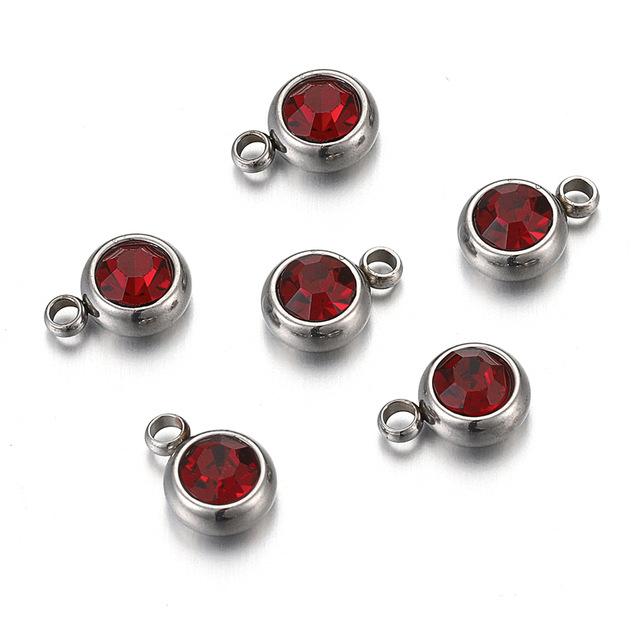 Stainless steel 6mm gold birthday stone lucky birthday stone pendant, water cup diamond DIY jewelry accessories