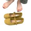 Soft-soled Version~ Retro Simple Style Flat-soled Small Single Shoes Women's Round Head, Shallow Mouth Matte Suede One-word Buckle Mary Jane Shoes