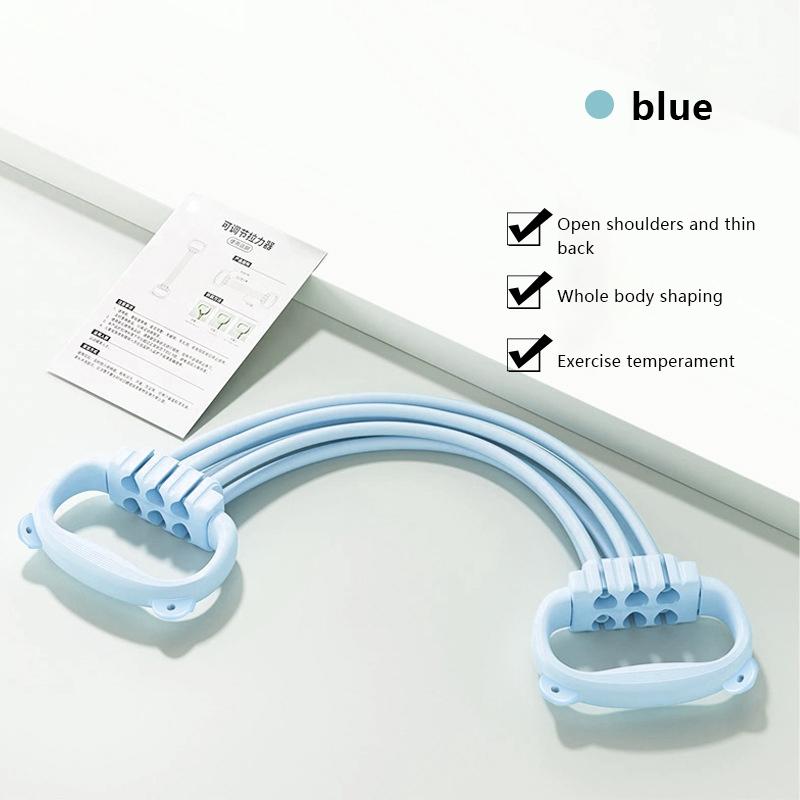 

Эластичная лента-эспандер с нескользящими ручками, 6 уровней регулировки, ремень для йоги и растяжки для плеч, рук, спины синий
