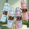 1PC 58 Years Band Group Print 750ml Colorful Plastic Sports Water Bottle Leakproof Pop Up Lid with Straw for Outdoor Work Home Use