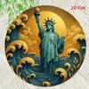 Vintage New York Statue Of Liberty Metal Wall Art, Round Iron Sign For Living Room Home Decor, Modern Housewarming Gift