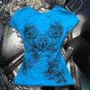 European and American Y2K Slim Fit Printed Top Fashionable Retro Women's Clothing
