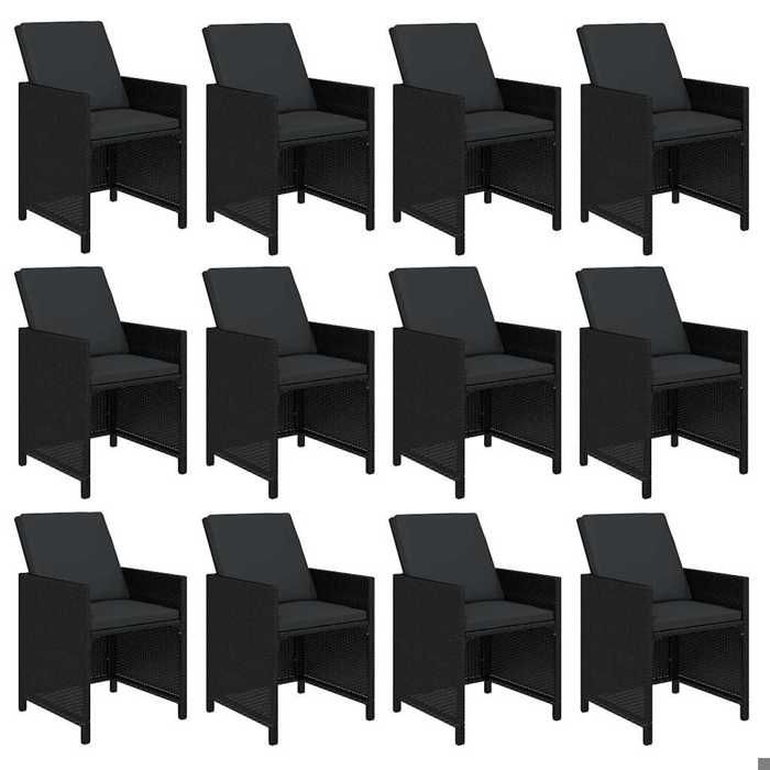 Maison Exclusive - Ensemble à manger de jardin coussins 13 pcs Résine tressée Noir
