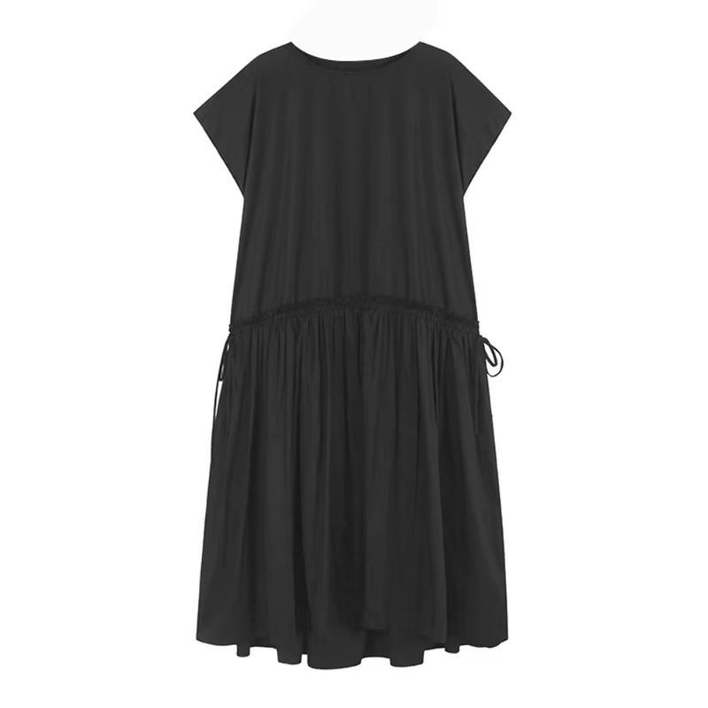 

XITAO Pleated O-neck Edible Tree Fungus Female Dress ZMY1330 One Size