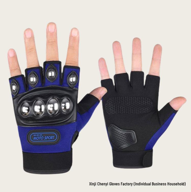 Men's Motorcycle Half-Finger Anti-Fall Gloves - Wear-Resistant Microfiber for Boxing, Fitness, and Off-Road Riding