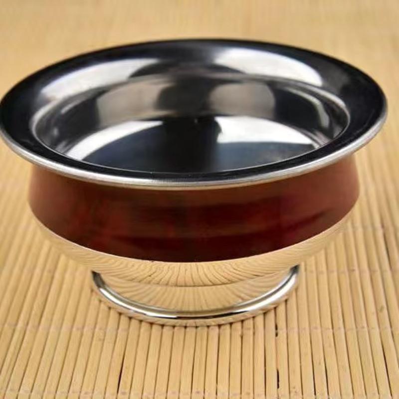 

Brown Tibetan Ghee Bowl Stainless Steel Tantric Holy Water Cup 12 cm Large Size Buddhist Bowl Gift Indoor Desktop Decorative