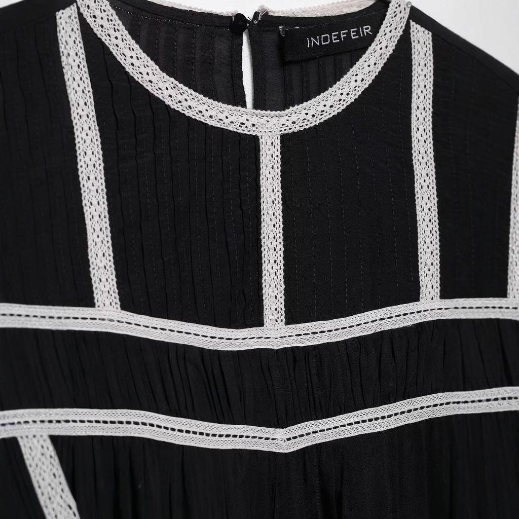 Spring 2025 European & American Women's Patchwork Embroidery Fashion Loose Top