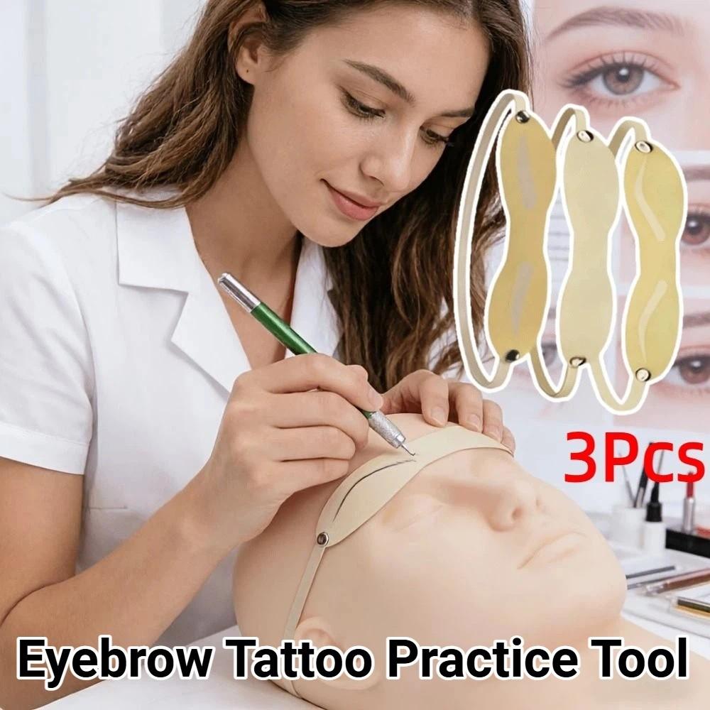 3Pcs Wearable Eyebrow Tattoo Practice Tool Reusable Fake Skin for Tattoo  For Beginner