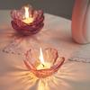 Modern Style Pink Flower Candle Holder Glass Candlestick Crafts Home Decoration Wedding Table Decor Crystal Candle Container