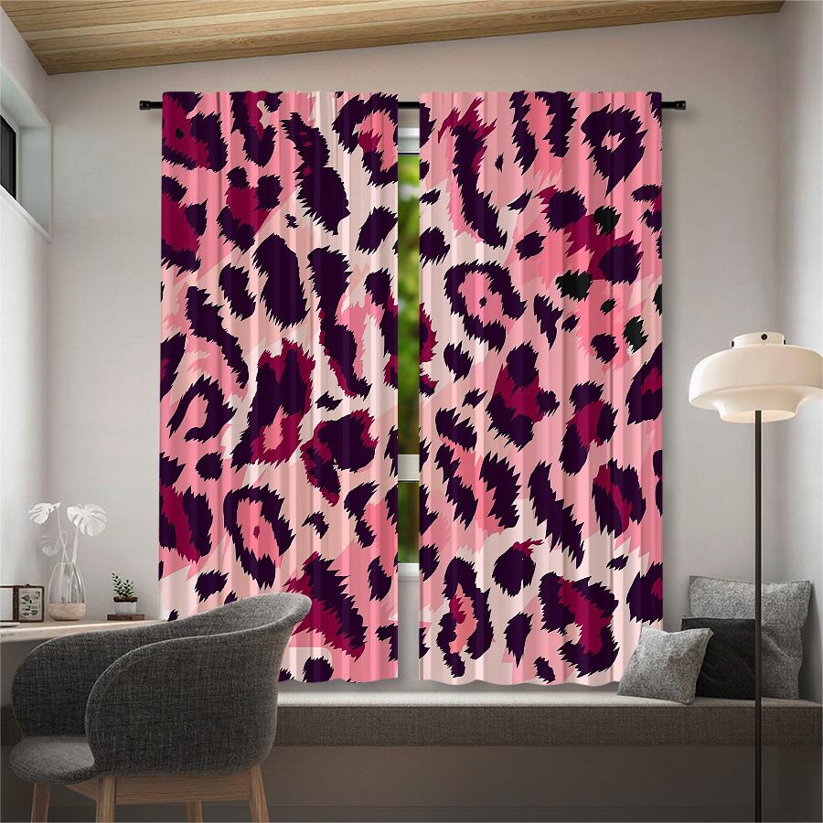 Rosa Leopardenmuster Vorhänge, Schlaufen-Vorhänge, Weihnachtsdekorationen, Tägliche Heimdekorationen, Zimmerdekorationen