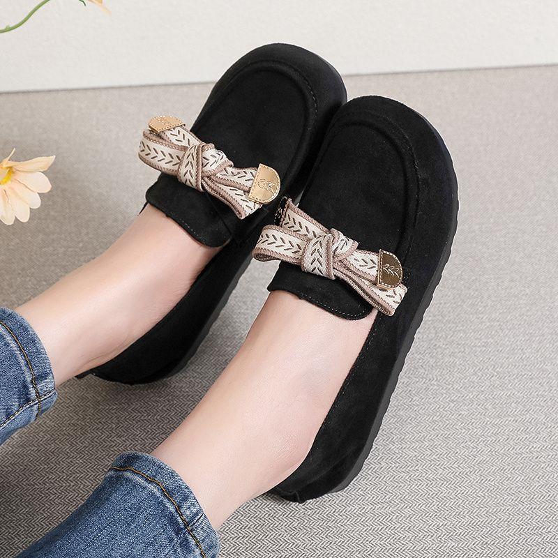 Fashion Slip-on Woman Flats with Bow Round Toe Office Loafers Shoes for Women Quick Delivery Chic Point Korean Style Stylish Summer 2025