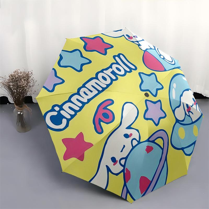 1pc Cinnamoroll Space Adventure Automatic Folding Umbrella - Portable 3-Fold Design with Iron Frame, Outdoor for Fans, Travelers, Everyday Use, Festiv
