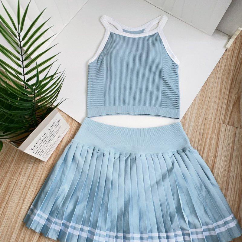 Yoga Clothes, Tennis Skirt, Sports Quick-Dry Skirt, Lined Fitness Skirt, Pickleball Skirt, One-Piece Cup Vest Set