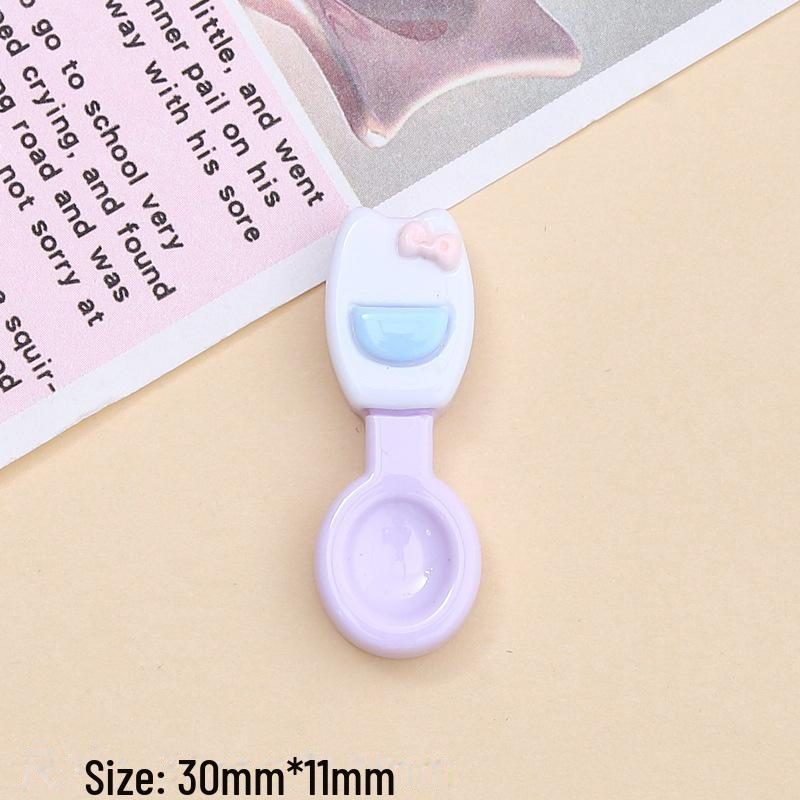 Kit d'accessoires en résine DIY: Boucles de chaussures de dessin animé, colle crème, épingle à cheveux, bijoux cuillère chaton coloré