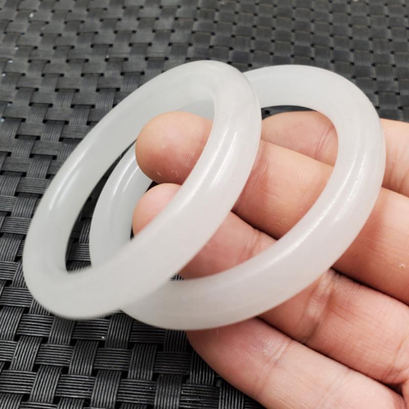 Xinjiang Hetian White Jade Calcite Quartzite Round Bangle Inner Diameter 58-59mm