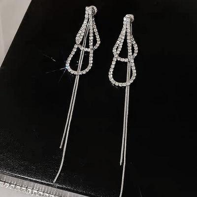 Exquisite Double-Layer Water Drop Long Tassel Earrings: Simple, Elegant, and Face-Slimming Design for a High-End Feel
