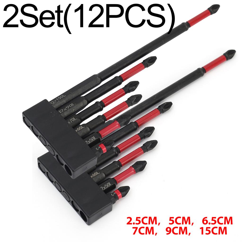 12/6PCS Magnetic Screwdriver Bits Non-slip Shockproof Phillips Impact Bits Hex Shank Alloy Steel Bits Suitable for Power Tools