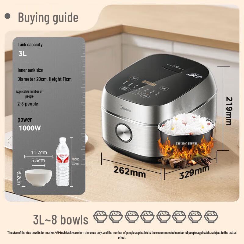 Midea 3L IH Smart Rice Cooker CN plug (adapter included)