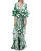 Women's European & American Chiffon Print High Waist Summer Dress - Irregular Hem, Vacation Style, Commuting Trend