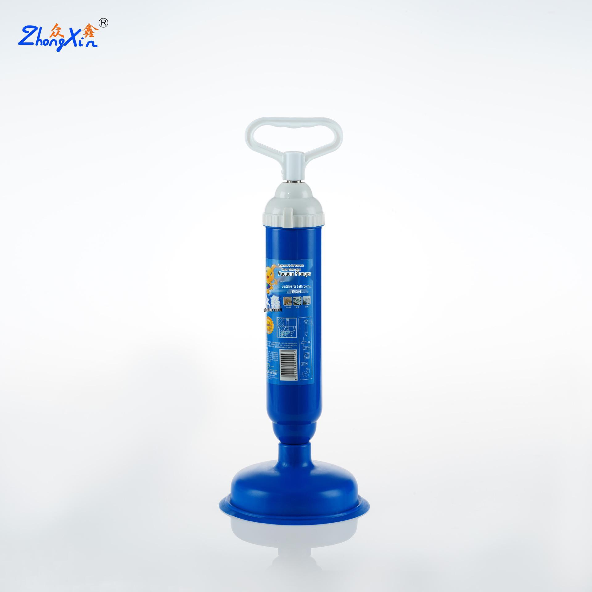 Stainless Steel Toilet Unclogger Pump - Powerful Suction Plunger for Pipe Blockages синий