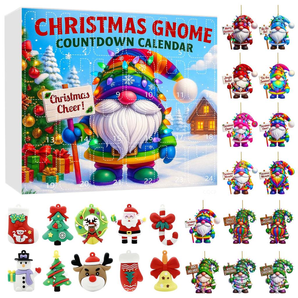 Home Acrylic Decor Holiday Advent Calendar Advent Calendar Collectibles 2D Whimsical Gnome Set Commemorative Home Decor Collectibles
