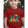 European Sizes Boys' Short-Sleeve Cartoon Dinosaur Party Theme Printed Top, Cute Colorful Dinosaur Birthday Balloon Element Baby T-Shirt