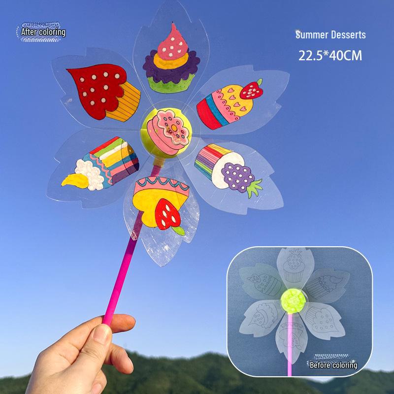 Large Transparent PVC Rotating Windmill - DIY Handmade for Children Outdoor Decoration