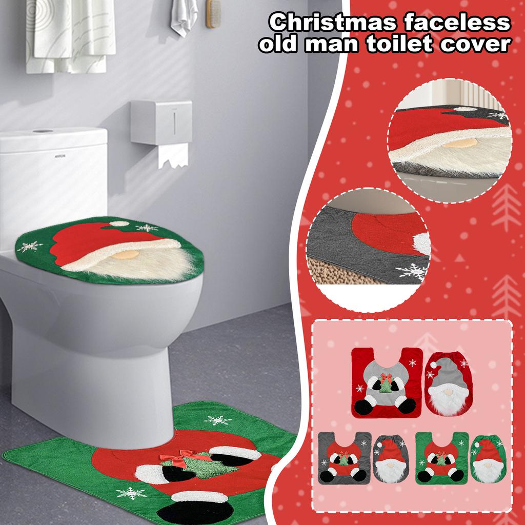 Christmas Faceless Old Man Toilet Cover Home Hotel Christmas Toilet Cover Christmas Toilet Decorations