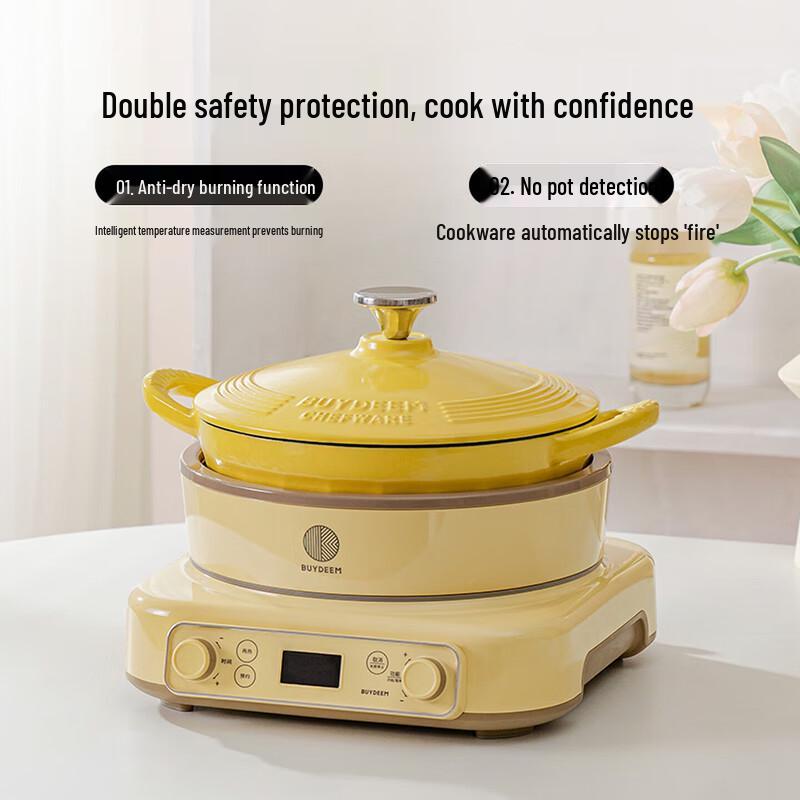 Buydeem Multi-functional Enamel Cast Iron Stew Pot
