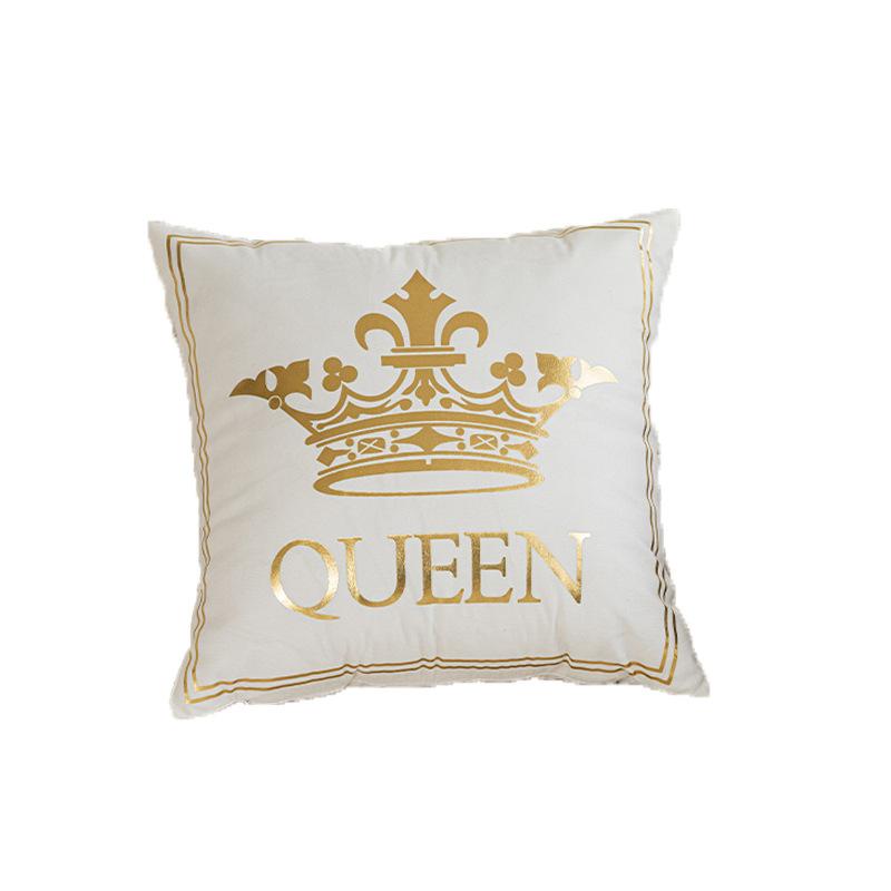 Black and White Two-color Crown Hot Stamping Pillowcase Letter Print Home Sofa Bedside Cushion Bay Window Pillow
