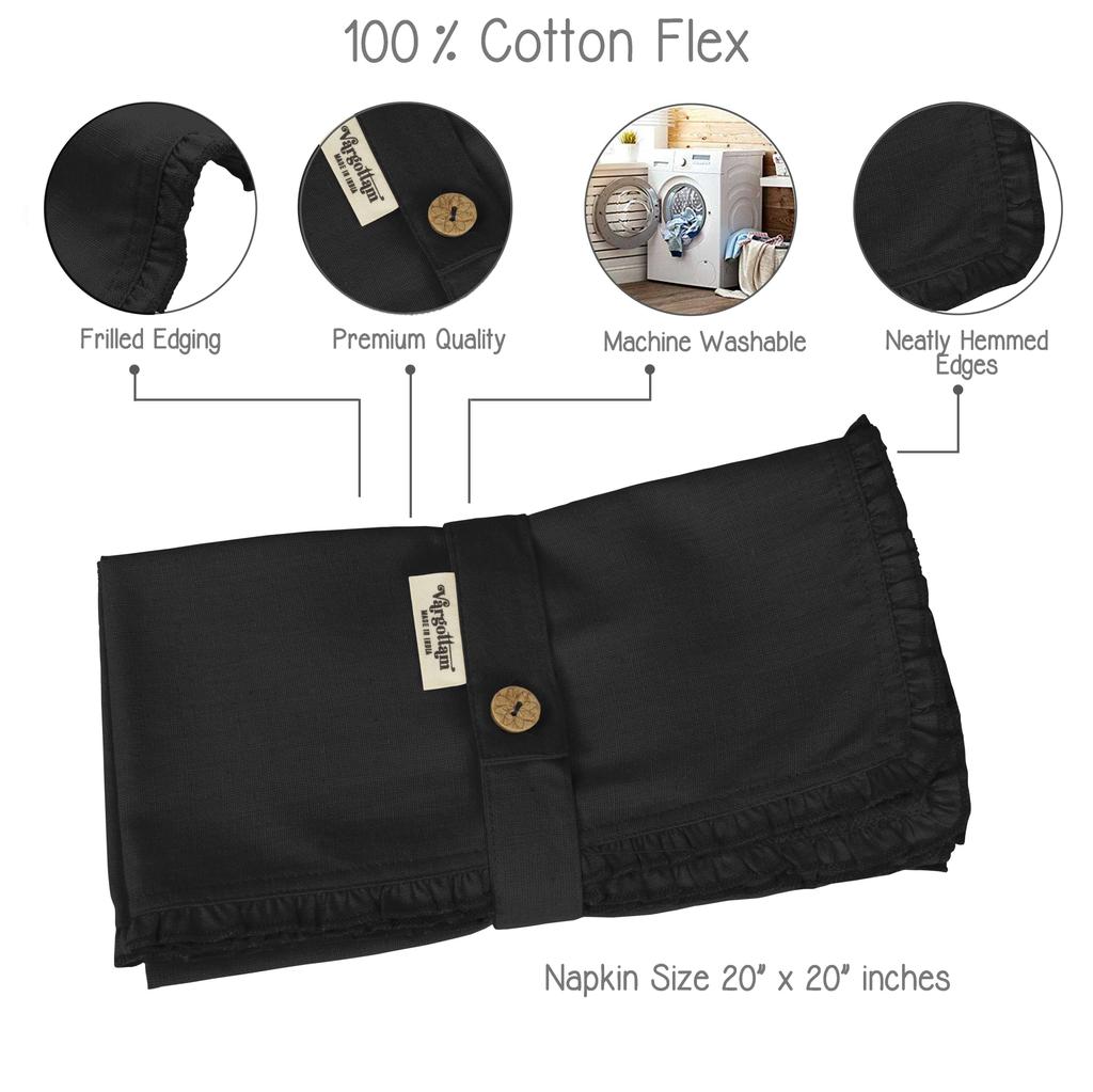 Vargottam Black Home Decor Parties Dinner Table Linen Re-Usable Napkins Set-Pack Of
