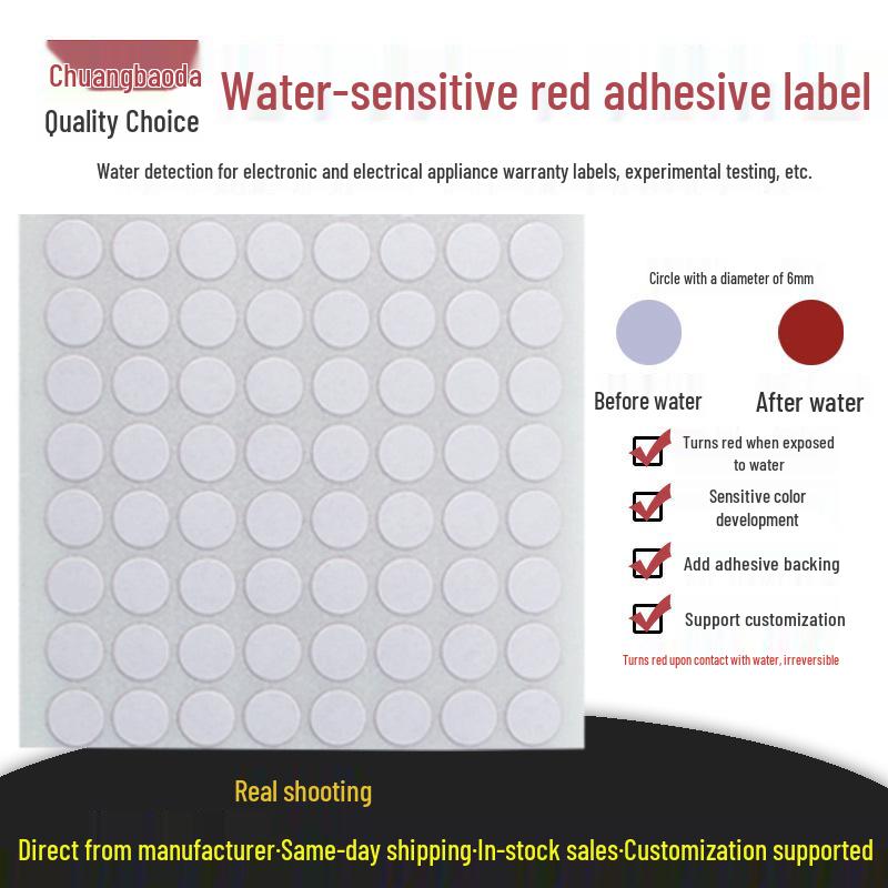 Chuangbaoda 6mm Red-When-Wet Warranty Lithium Battery Labels, 800 Pieces. Yes