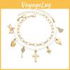 Armband mit künstlichen Perlen, verziert mit Kreuz, Herz, Stern und Schmetterling – ein modisches Accessoire für Damen