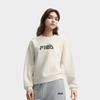 FILA Heritage Panda Embroidery Trendy Fashion Casual Versatile Crewneck Pullover Sweatshirt Women sweatshirt Steam-White F51W538201FIV