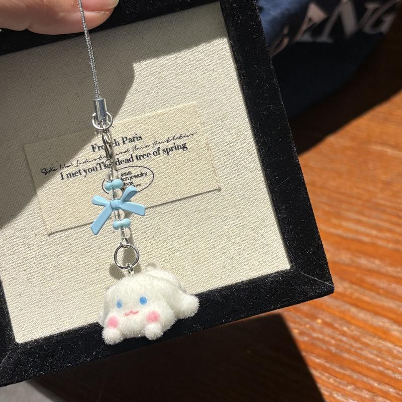 

Cartoon Flocking 3D Hello Kitty Pendant Keychain Kawaii Phone Chain Pendant Backpack Hanging Decoration Accessories Gifts