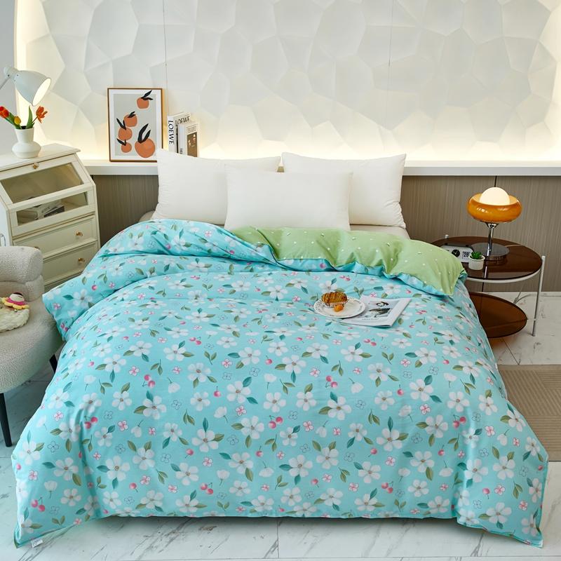 Garden Colorful Floral Pattern Quilt Cover 1Pc 100% Cotton Luxury Duvet Cover Skin-friendly Soft Easy Care Queen Size Bedding