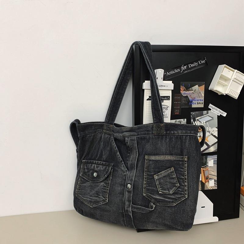 Fashion Casual Large Capacity Denim Bag Women'S Simple Versatile Shoulder Bag Commuter Underarm Bag